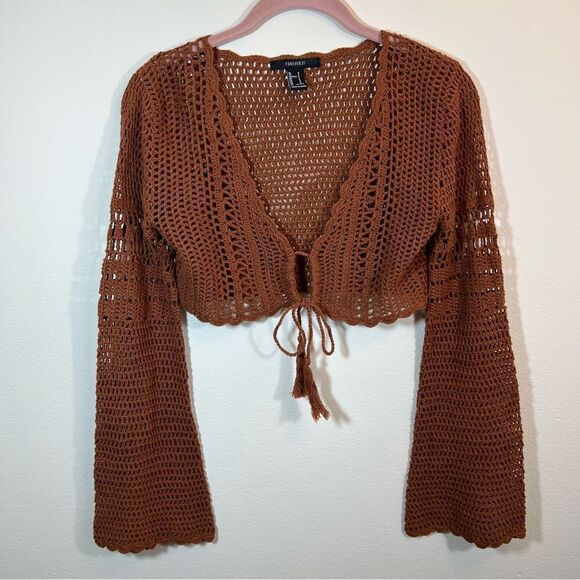 ✨ Forever 21 Brown Knit Shrug Sweater Small - Picture 1 of 9